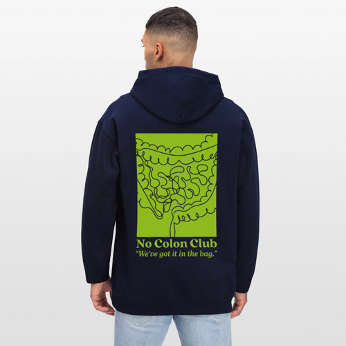 No Colon Club Softstyle® Midweight Hoodie - Navy/Green - navy